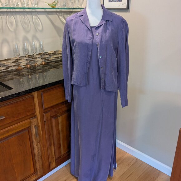 Liz Claiborne Dresses & Skirts - Liz Claiborne Vintage Purple Sheath Maxi Dress Jacket 2pc Set Size 6 Formal